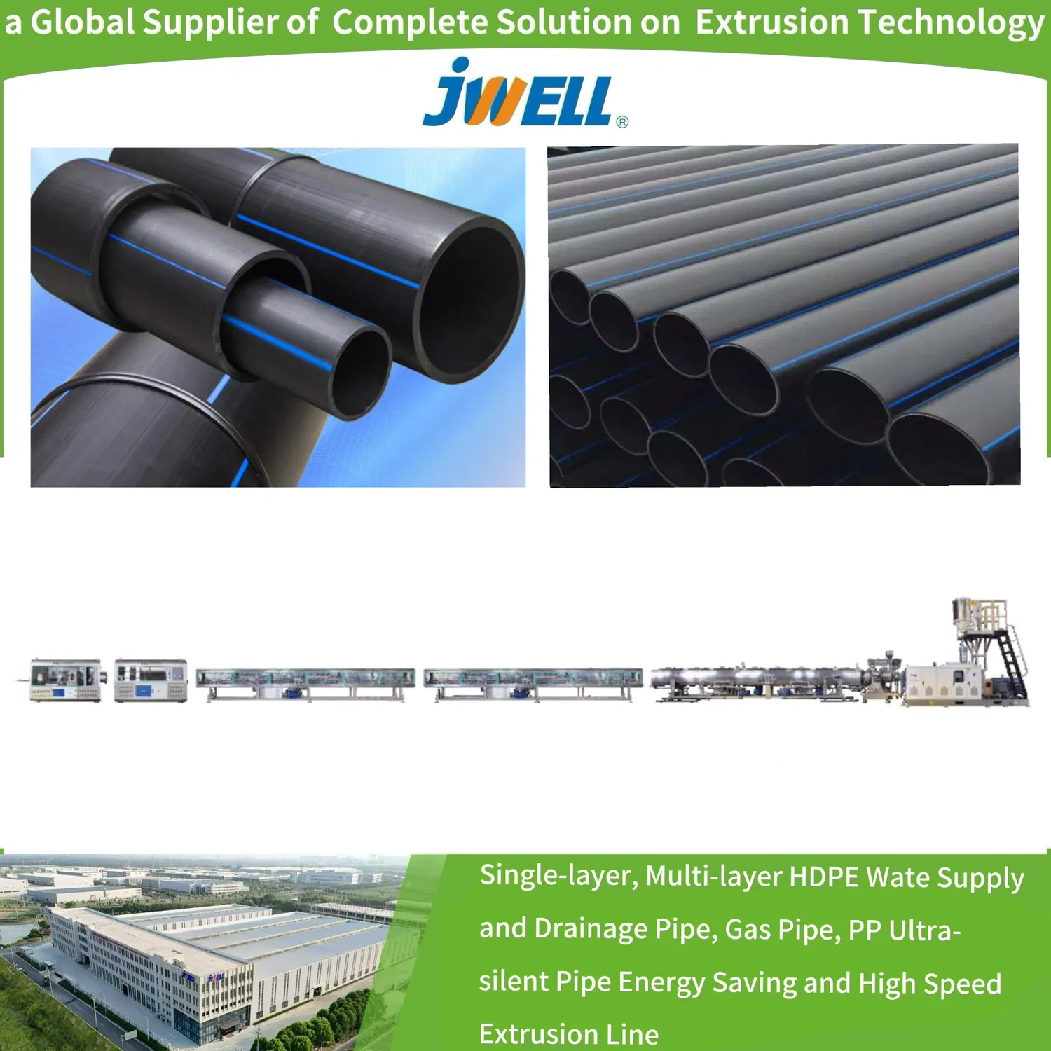 Jwell Single-Layer, Multi-Layer HDPE Water Supply and Drainage Pipe, Gas Pipe, PP Ultra-Silent Pipe