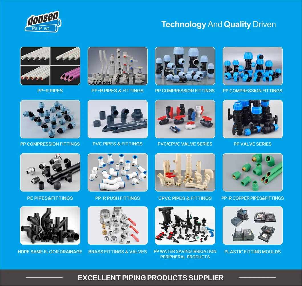 90 Equal Tee PP Compression Fittings Plastic Pipe Fitting