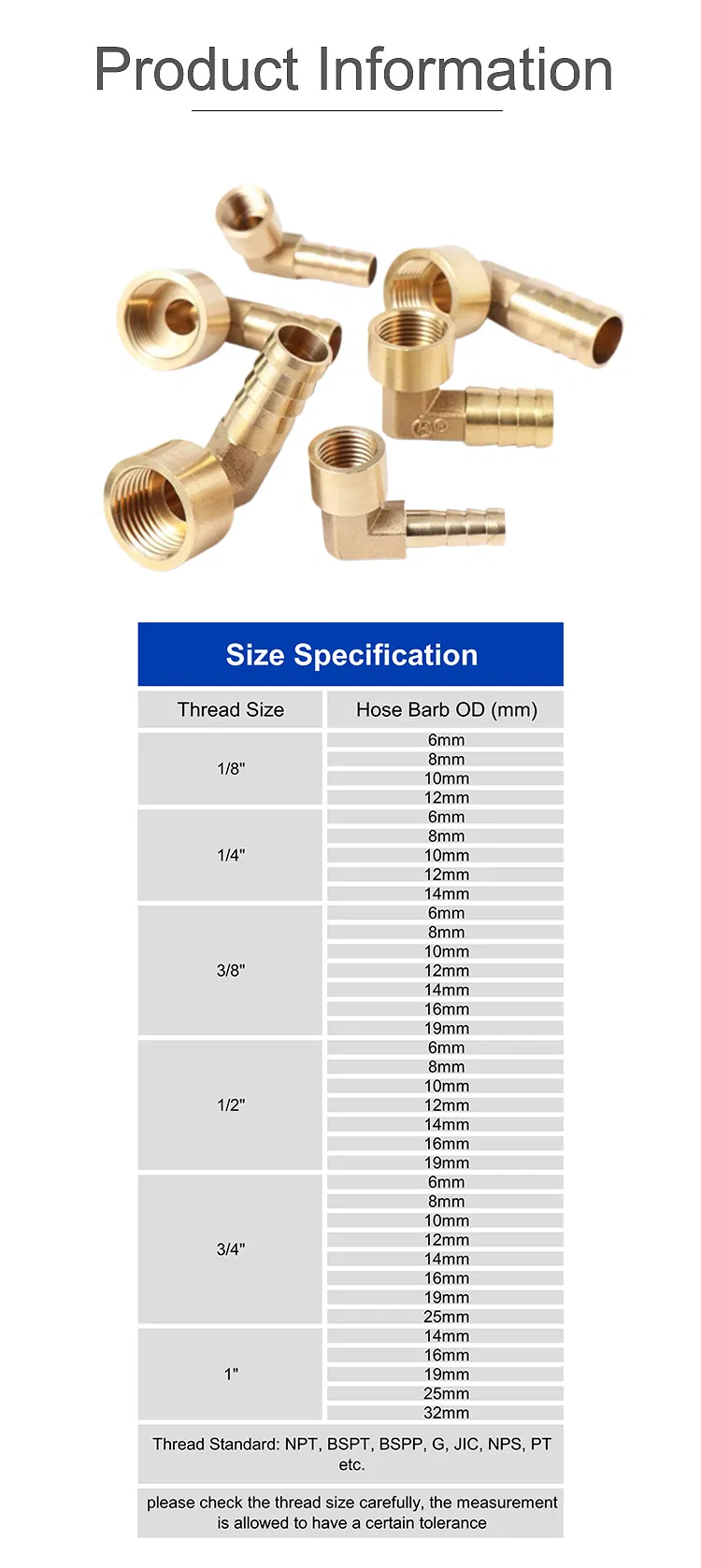 Pneumatic Hydraulic Brass Female Male Straight Cross Elbow X Y T Shape Pipe Adapter Hose Barb Fitting