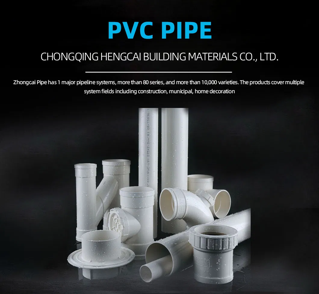Impact Resistance Service Life PVC Black High Pressure Water Supply Pipe
