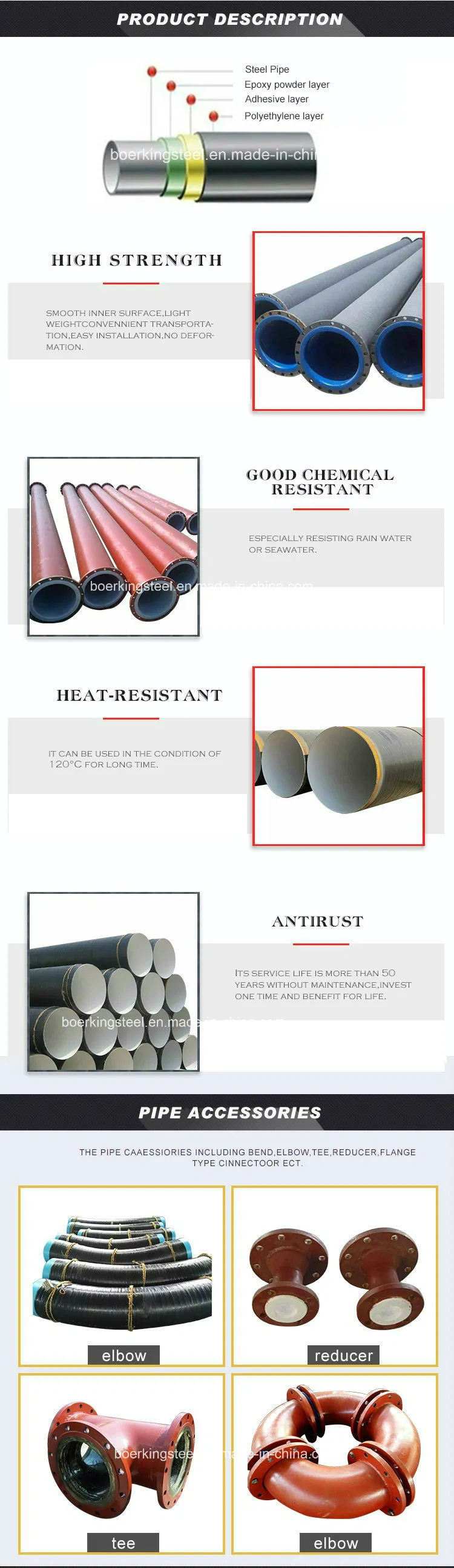 3PE Coating Anti-Corrosion Spiral Steel Pipe, 3PE Anticorrosion Seamless Steel Pipe