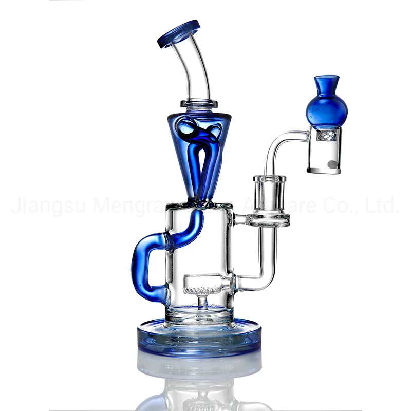 Phoenix High-Temperature Transparent Blue Arms Around and Cylindrical Porous Bubbler Glass Tobacco P