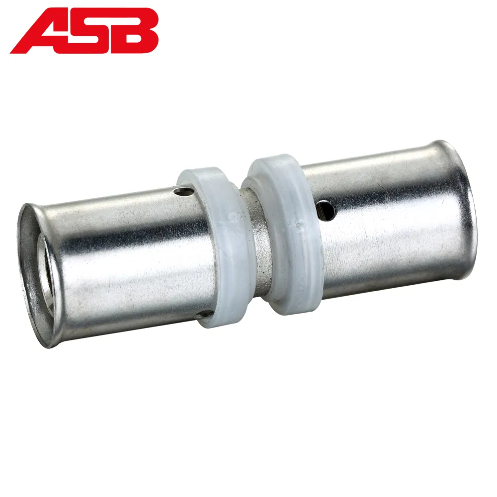 Brass Compression Pex Pipe Fitting Equal Coupling Socket Brass Compression Pressed Fitting