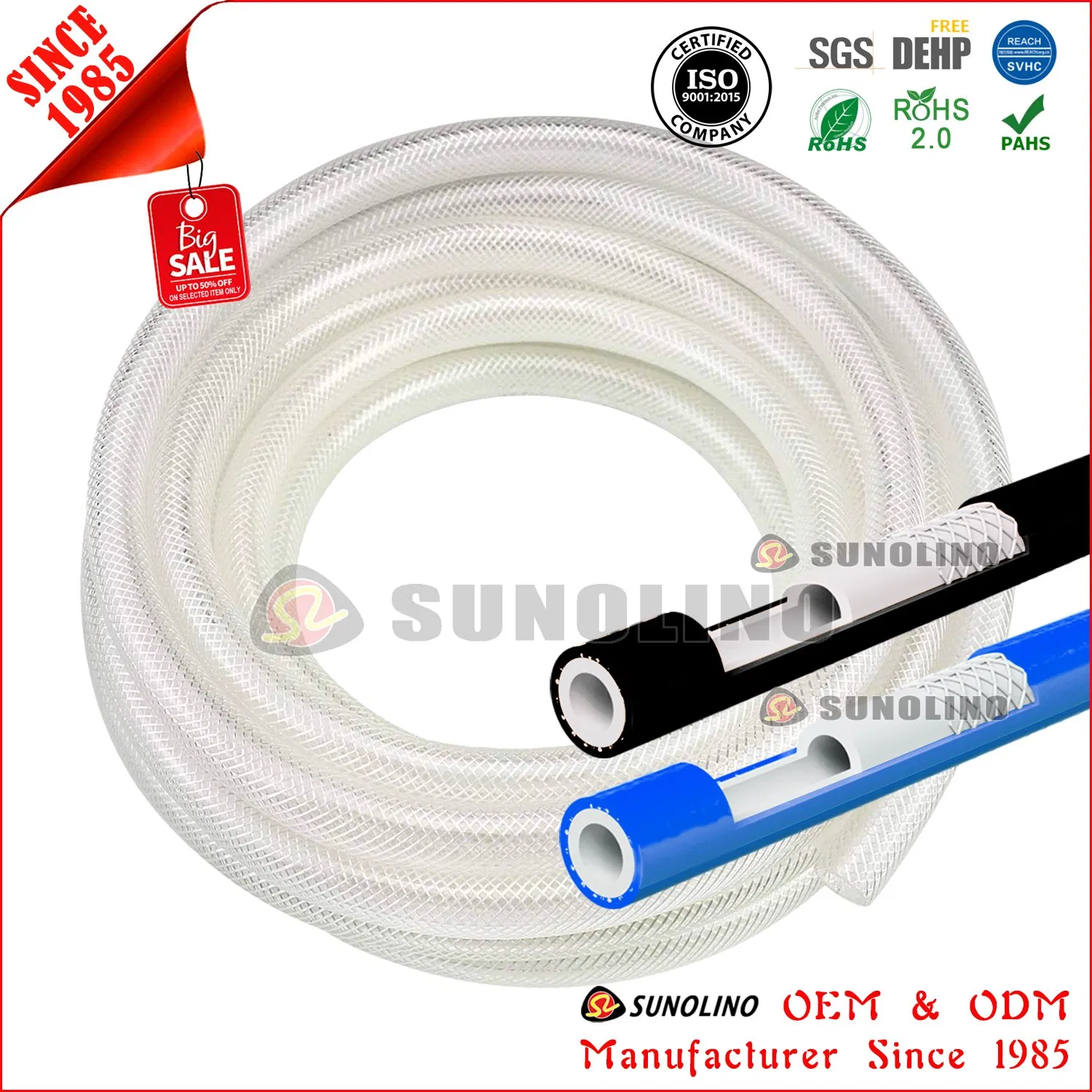 Clear PVC Fiber Nylon Braided Reinforced Plastic Water Pipe
