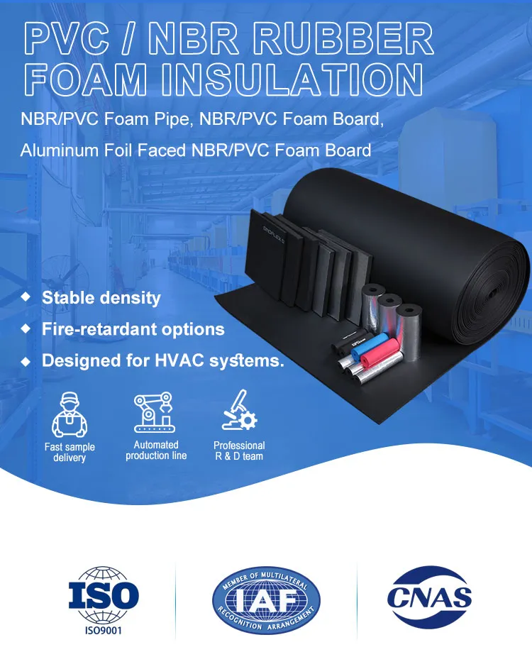 Modern Hot Water Pipe Insulation Foam Tube Factory Sale NBR PVC Material of NBR-PVC Nitrile Rubber Foam Insulation