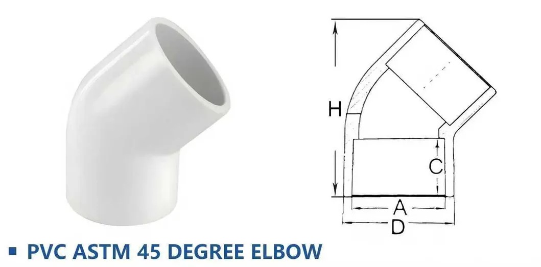 High Quality PVC 45 Degree Fitting for Plumbing and Water Supply