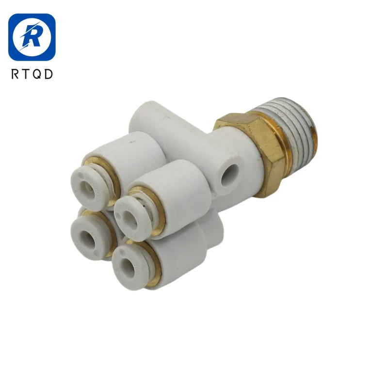 Pneumatic Y-Type Five Way Connector Kb2ud Male Thread PU Trachea Four-Pipe Quick Connector