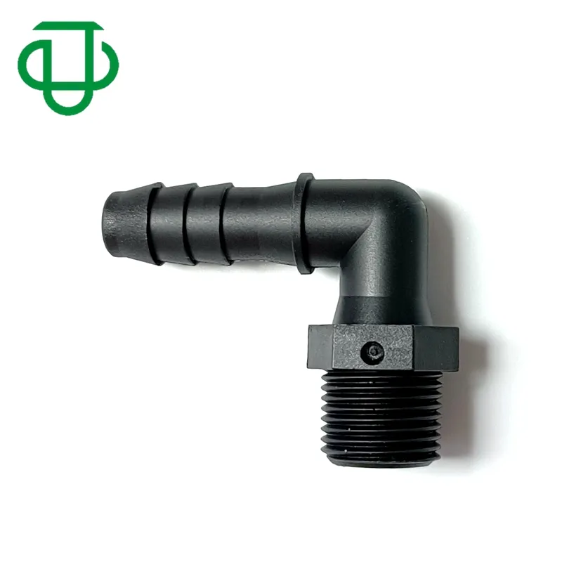 Ju Black Nylon 3/8" Male NPT Thread to 3/8 Inch Elbow Barb 9.5mm Barbed 90 Degree Elbow Bend An