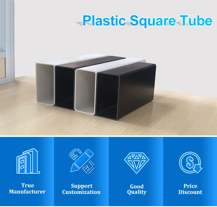 Customizable Smooth Surface Plastic Rectangular Tubes Square PVC Pipe for Decoration