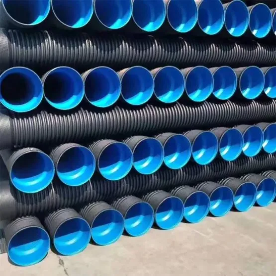 HDPE Black Plastic Drainage Pipes DN400mm Sn8 PE Double Wall Corrugated Pipe and Sewage Pipeline