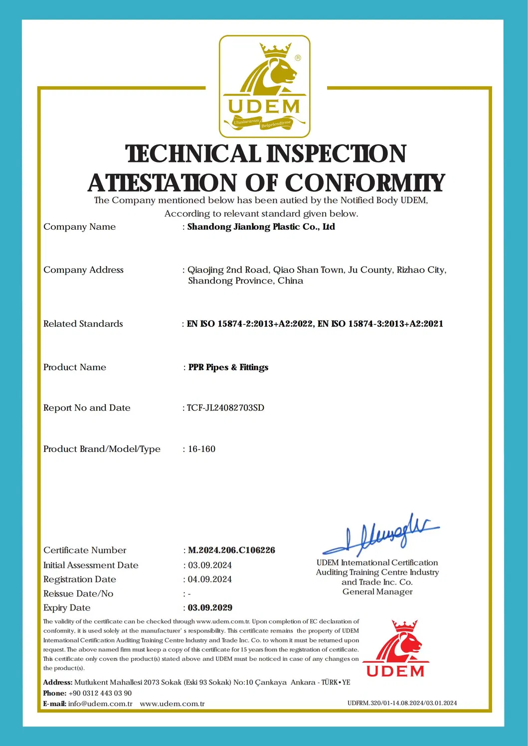 High-Pressure Plastic PVC Water Pipe ASTM D1785 with NSF Certified for Potable Water