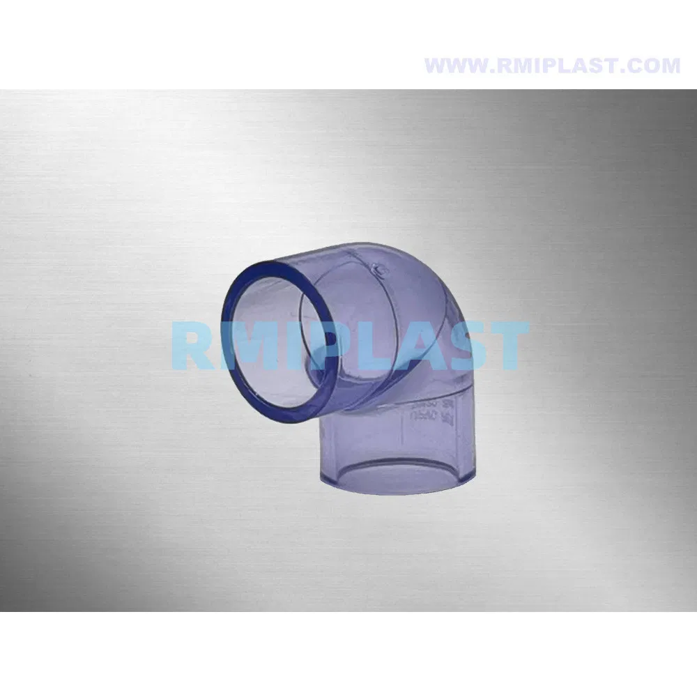 Clear UPVC Pipe Fittings Clear PVC Pipe Fitting 90 Degree Bend Plastic Socket Elbow by DIN Pn16 for Industrial Use