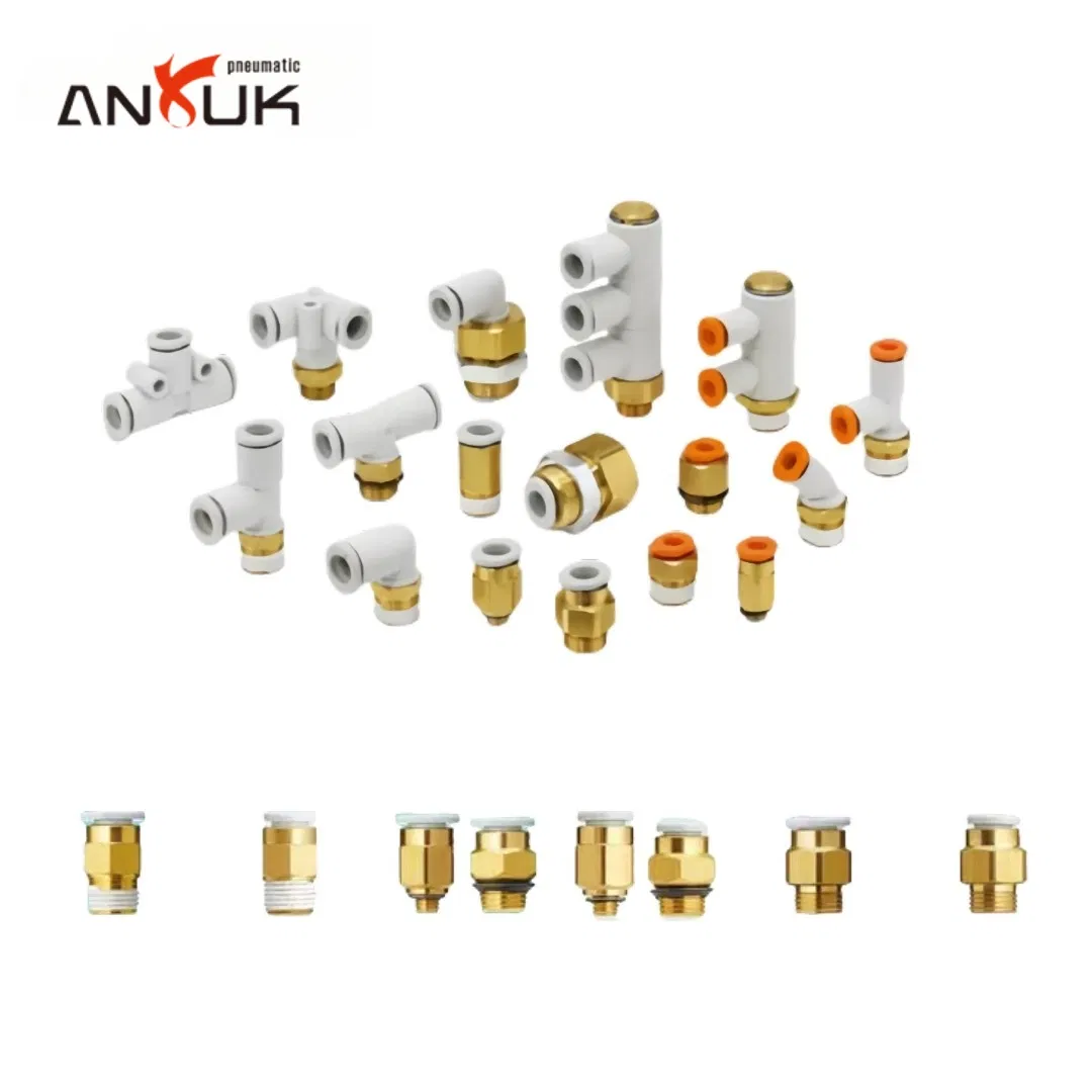 PC/Pl/PU/PV 1/2 to 3/8 Plastic Tube Pneumatic Air Connector Push in Connect Assembly Machine Brass P