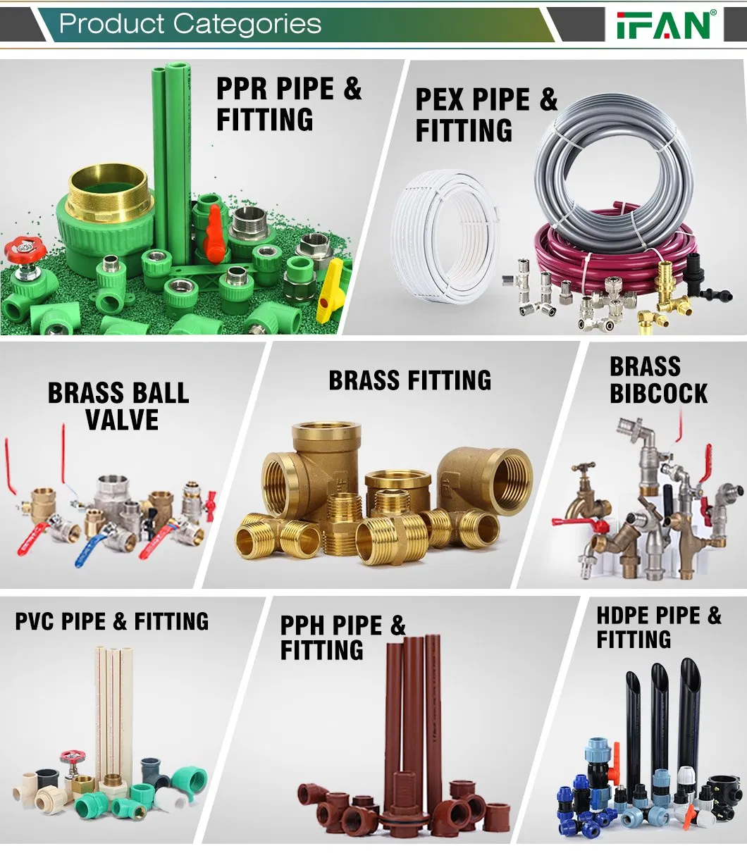 Ifan High Quality PVC Pipe Fittings Green 1/2-2'' Plastic Threaded Socket Fittings