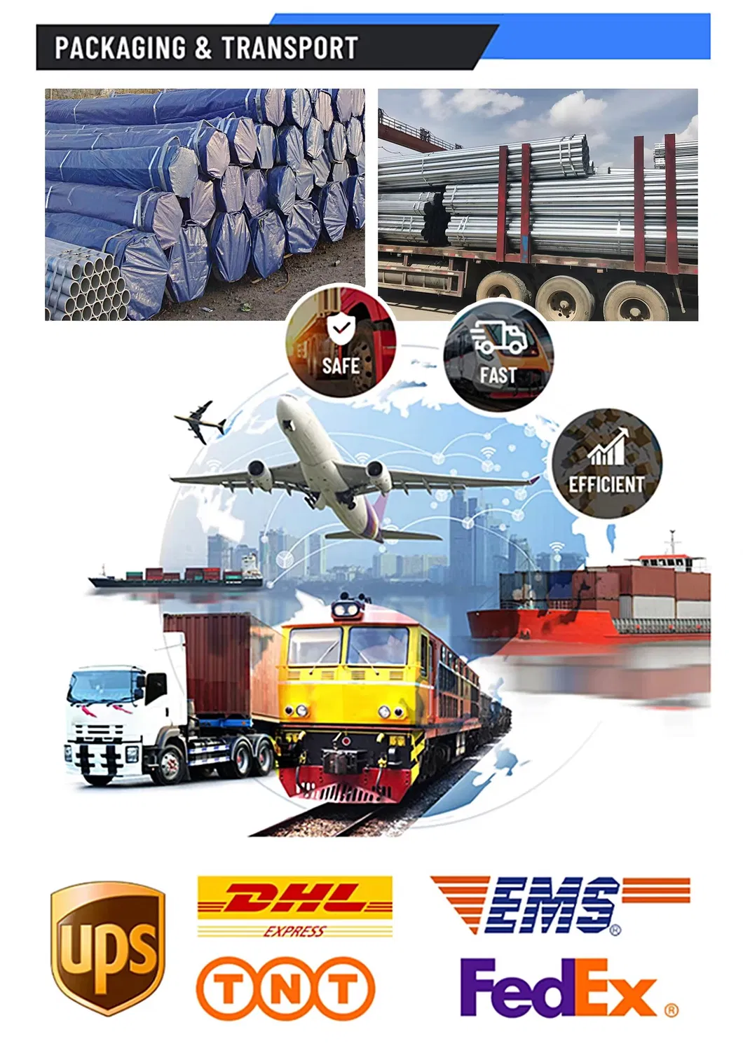 Hot-Dipped Galvanized Steel Pipe ASTM A53 Gr. B Sch40 6m Length for Oil Drill Pipelines Bending/Cutting/Welding