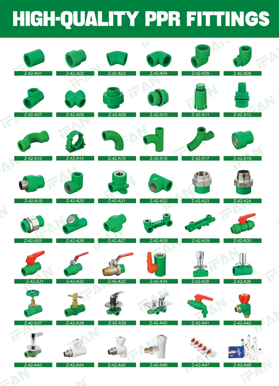 Ifan Manufacturer Wholesale Plumbing Materials PPR Fittings Plastic PPR Pipe Fittings for Water Pipe