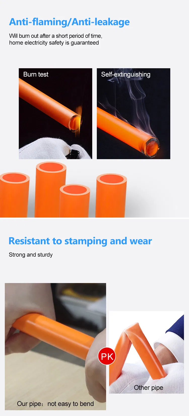 Rigid Custom Round Profile PVC Pipe for Electrical Wire Safety