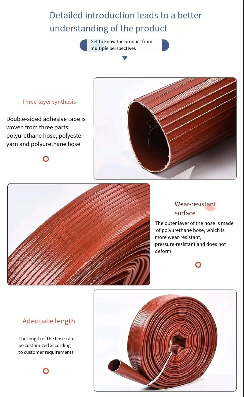 Polyester Fiber 300mm PVC Lined Fire Layflat Hose Soft Pipe for Discharge Water Drain Pipe