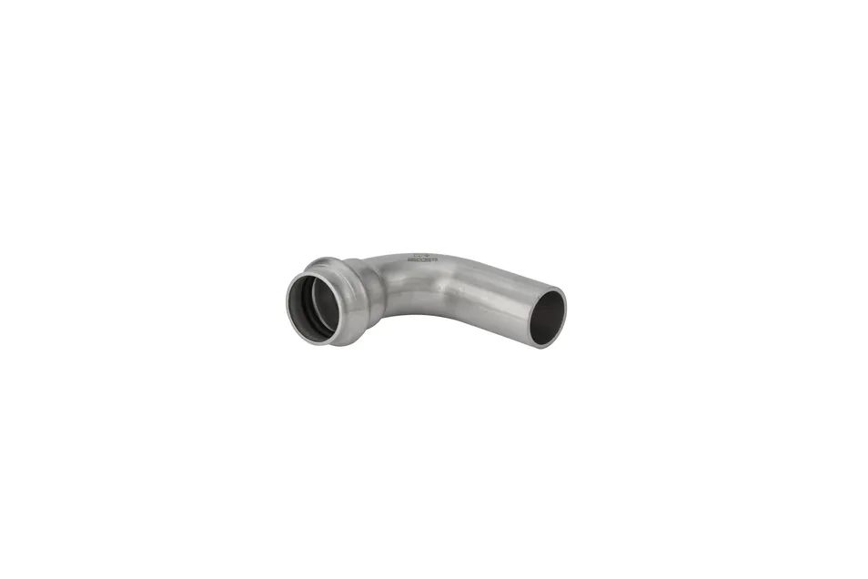 Stainless Steel V Profile Press Pipe Fittings with 90° Elbow Bend 90° Bend 45° Equal Elbow Reducing Elbow AISI 304 and 316L Water Gas Drinking Water