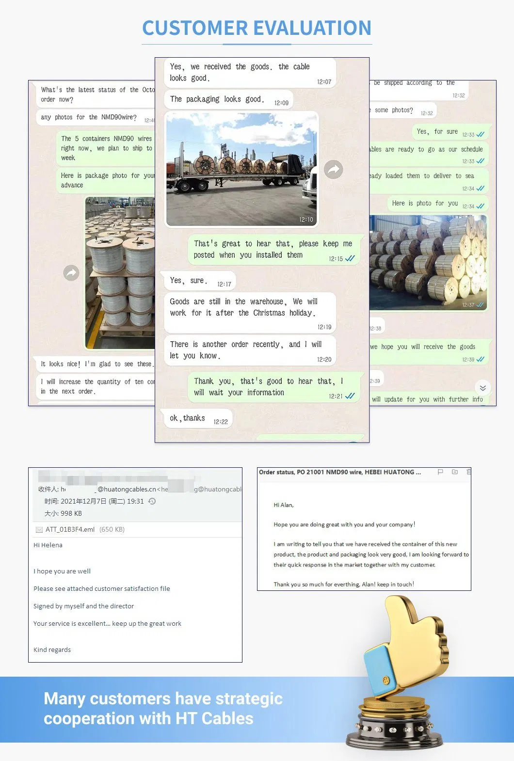 Huatong Cables 600V Cic-Tc Copper CSA UL Multi-Conductor Cross Linked Polyethylene XLPE Type Shield PVC Sheath