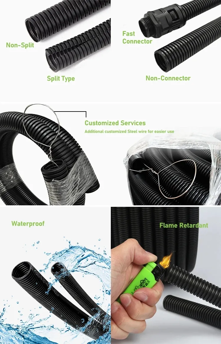 Nylon Corrugated Conduit Flexible Corrugated Electrical Conduit Pipes