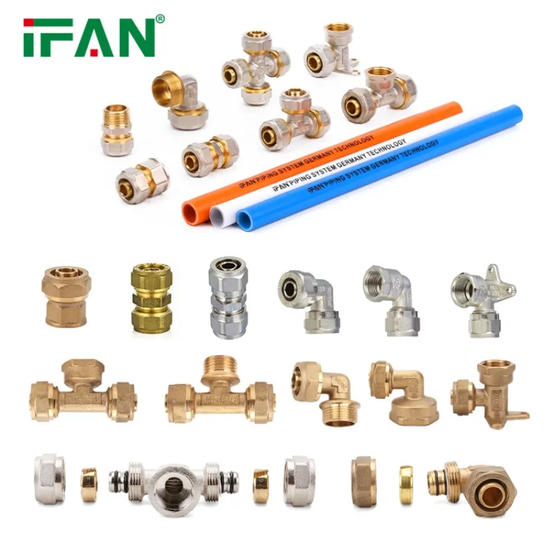 Ifan Low MOQ Hot Sales Brass Compression Fittings Tee Elbow Pex Pipe Water Connector 16-32mm Pex Fit