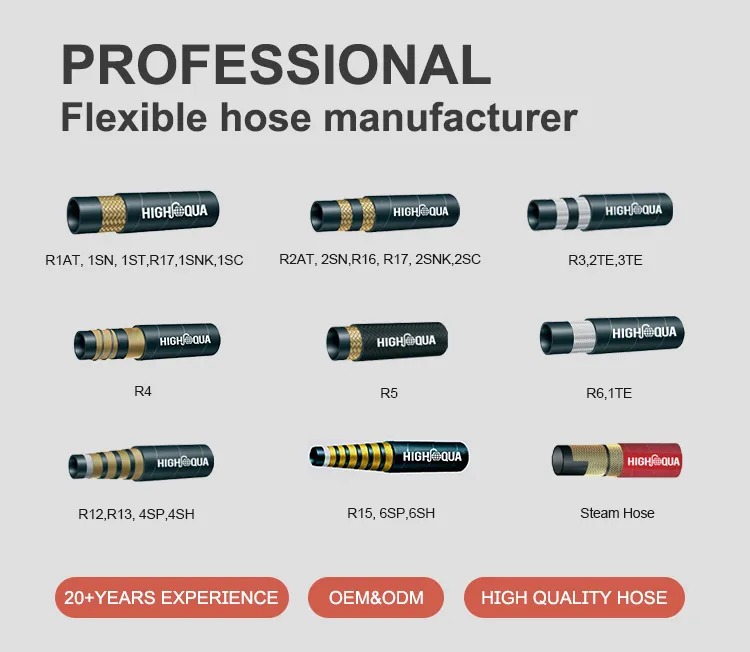 Expandable Oil Resistant Two High Tensile Steel Braids Hydraulic Hose with Price List