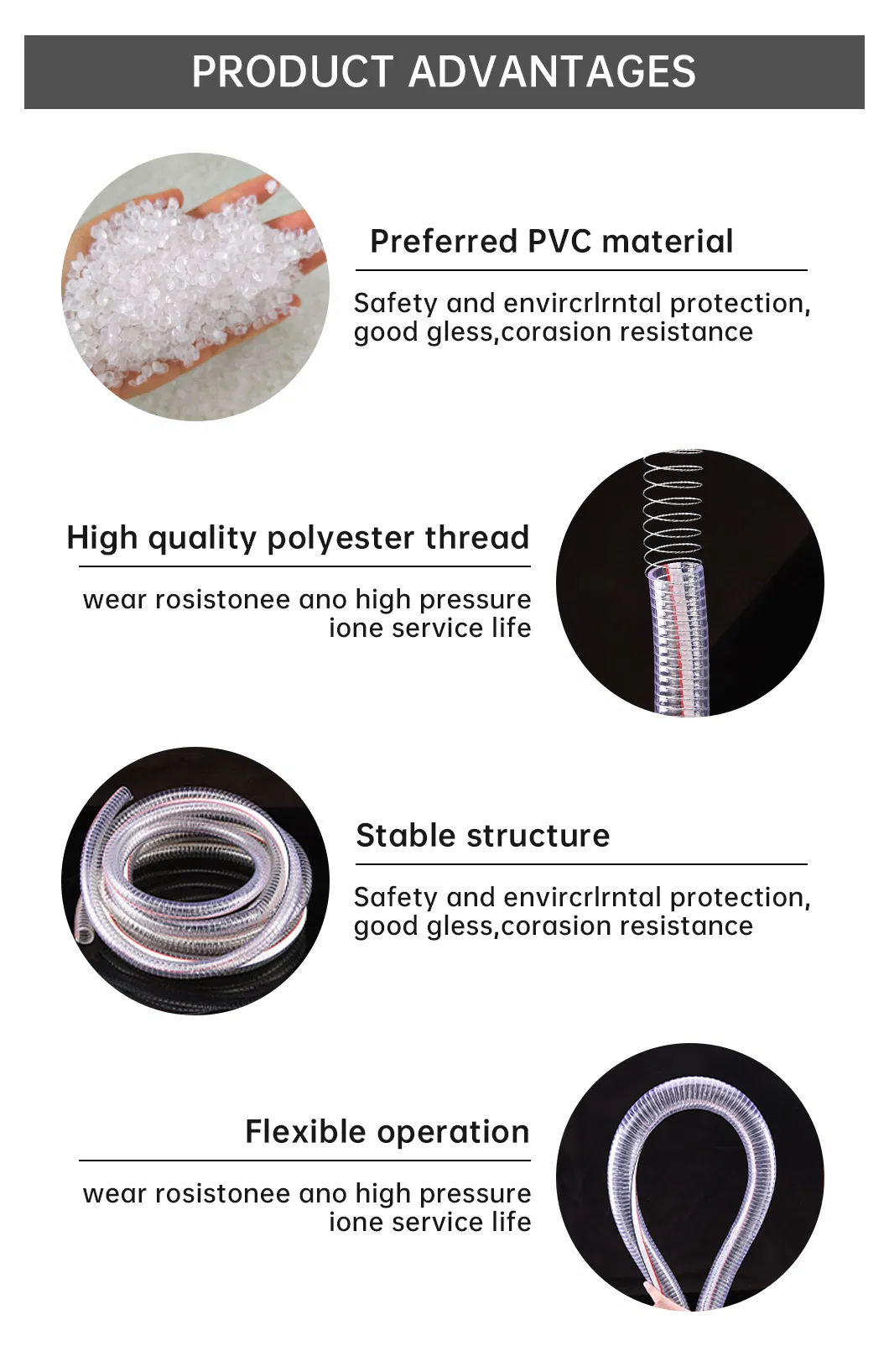 1-1/2" Food Industry PVC Steel Wire Spring Water Suction Hose Pipe