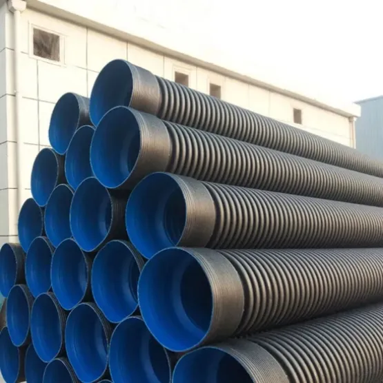 HDPE Black Plastic Drainage Pipes DN400mm Sn8 PE Double Wall Corrugated Pipe and Sewage Pipeline