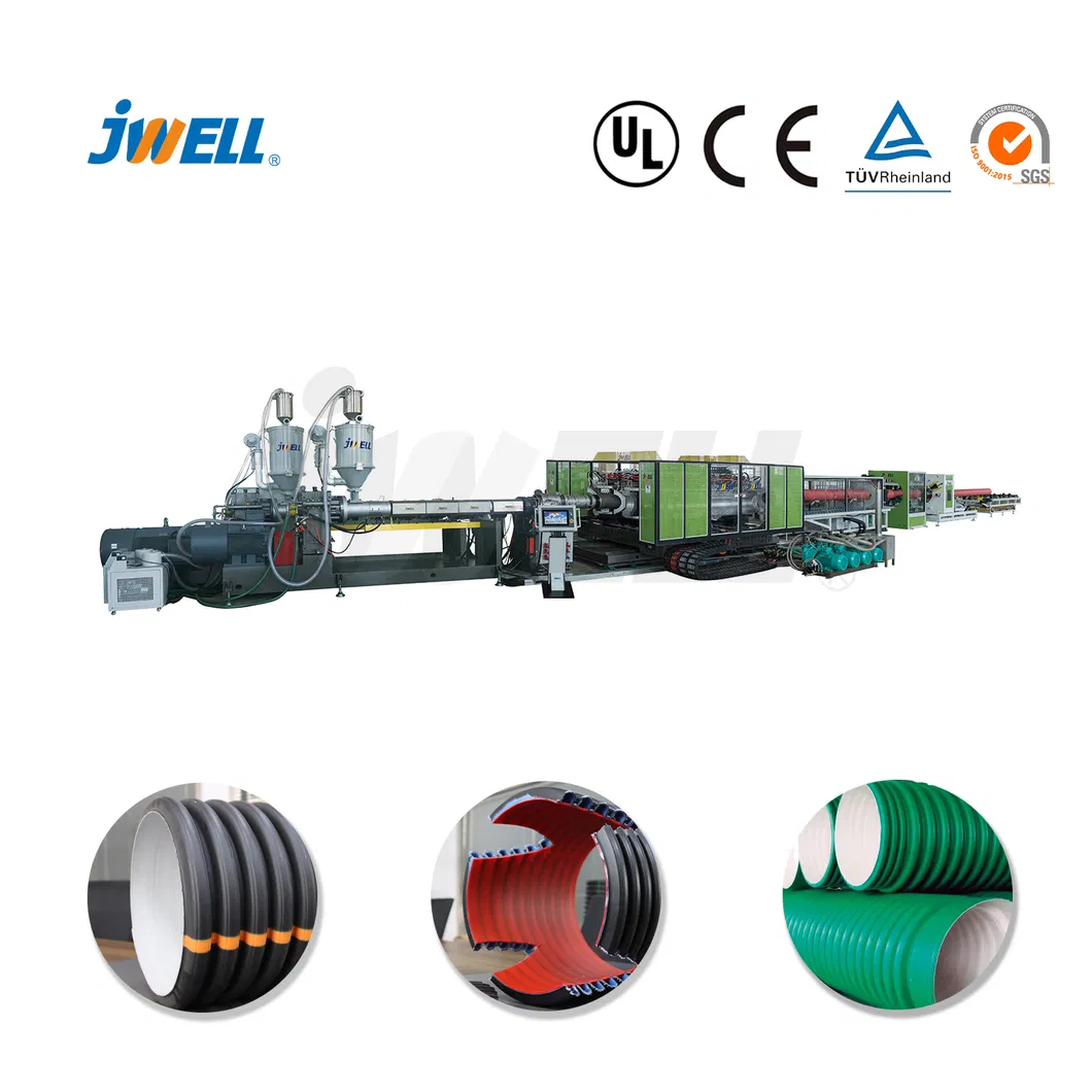 HDPE Horizontal Type Double Wall Corrugated Pipe Making Machine From Jwell Plastic PVC PPR HDPE UPVC CPVC Water Drainage Agricultural Drip Irrigation