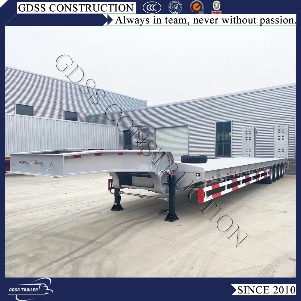 Steel Pipe Sunken Low Front Load Lowbed Trailer for Heavy Duty Transport
