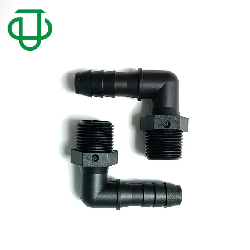 Ju Black Nylon 3/8" Male NPT Thread to 3/8 Inch Elbow Barb 9.5mm Barbed 90 Degree Elbow Bend Angled Male Threaded Pipe Fitting