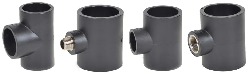 High Quality DIN Standard SDR11 Plastic Plumbing Pipe Fitting PE Pipe and Fittings HDPE Tee Pipe Fitting PE Socket Fusion Pipe Fitting for Water Supply