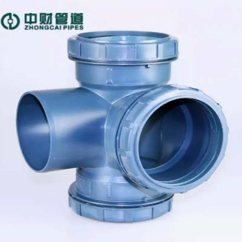 Zhongcai Pipeline PP Ultra-Quiet Drainage Fittings Three-Dimensional Right Angle Silent Four-Way PVC