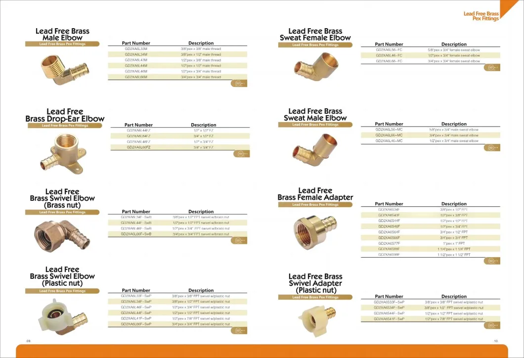 Brass Pipe Fitting Female Sweat Elbow Adapter for Plumbing and PE Pipe