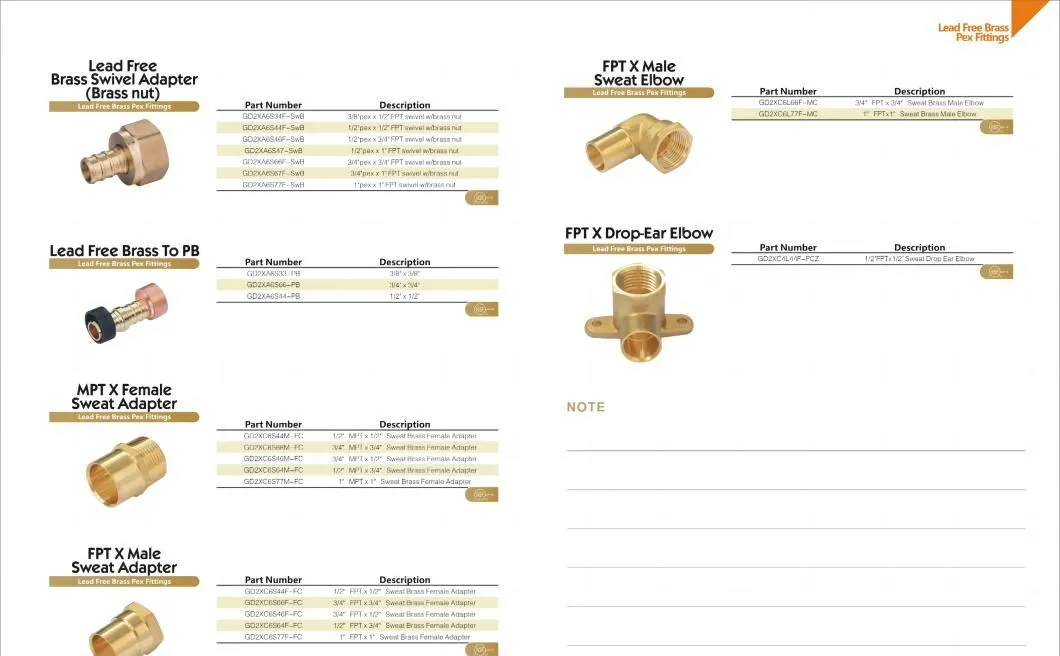 Brass Pipe Fitting Female Sweat Elbow Adapter for Plumbing and PE Pipe