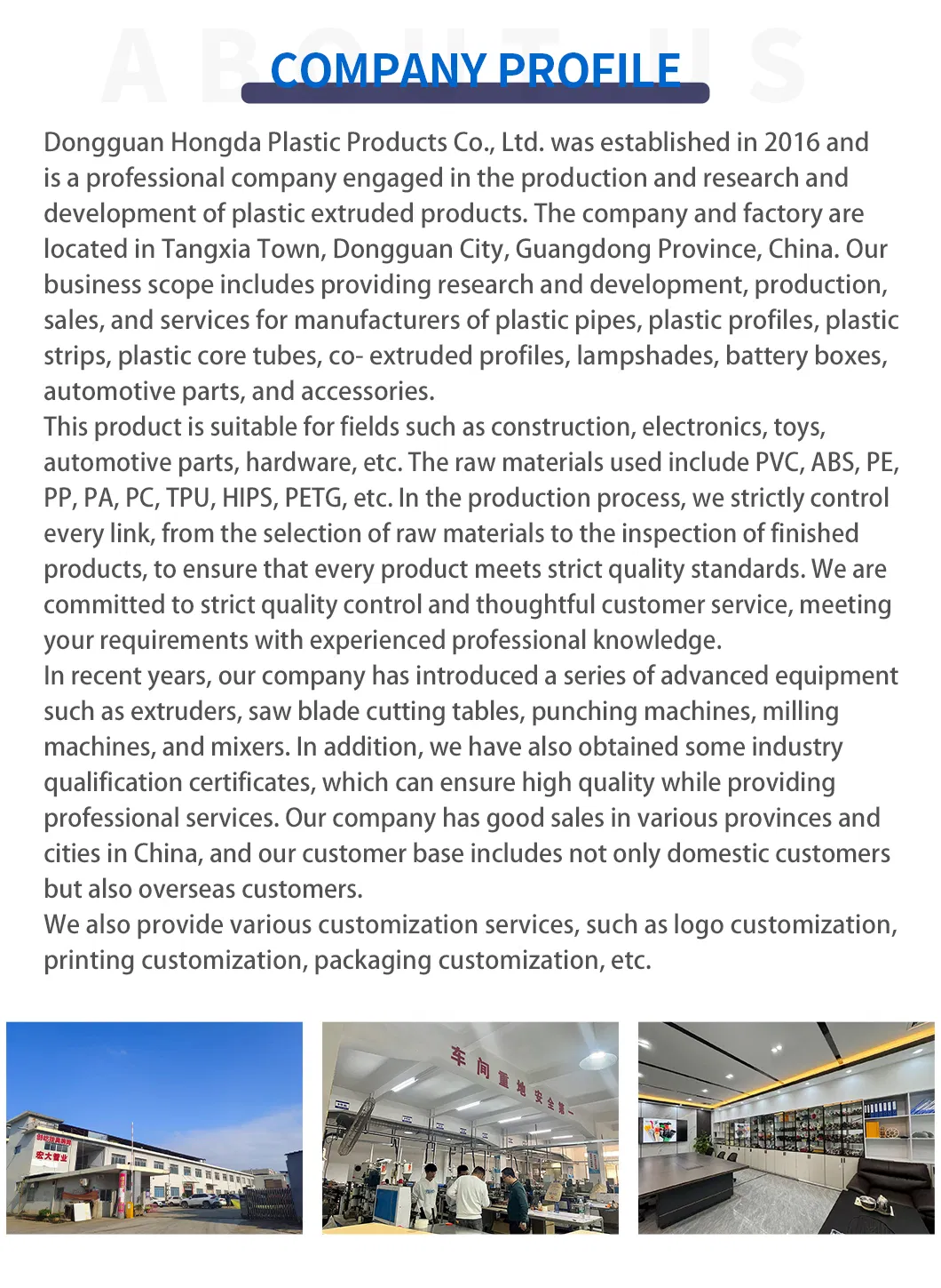 ABS /PVC /PE /PP /PC Extrsuion Plastic Pipe with Various Color for Toy Fitting