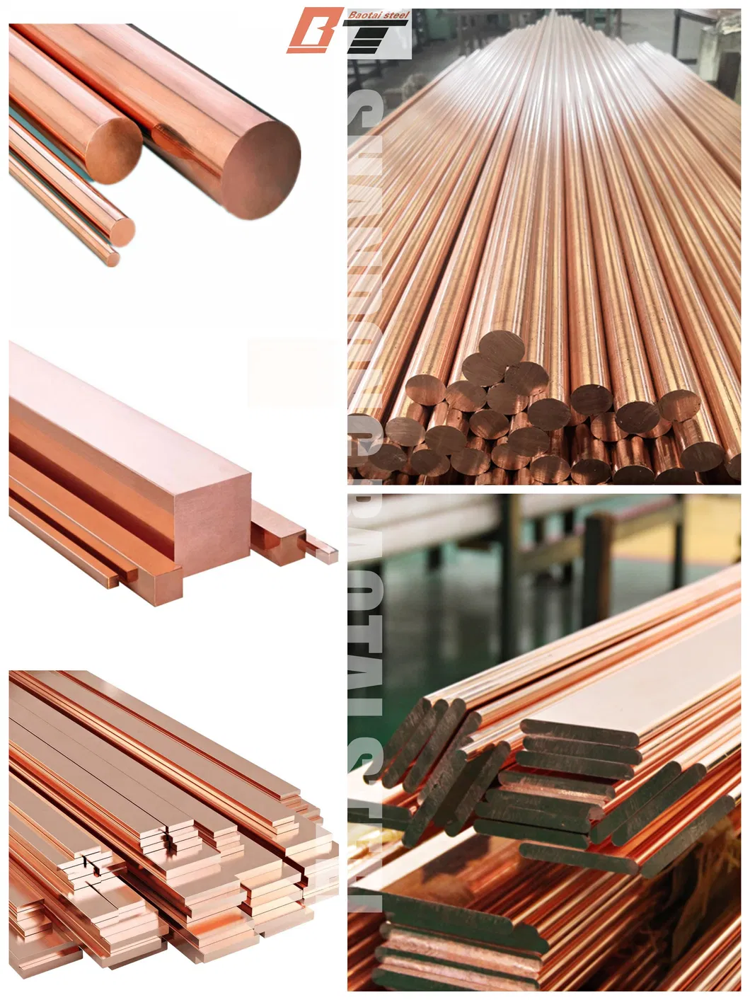Pure Copper Round Bar C1011 C1020 C1100 T2 ETP Copper Bar / Rod 5mm 6mm 20mm 50mm