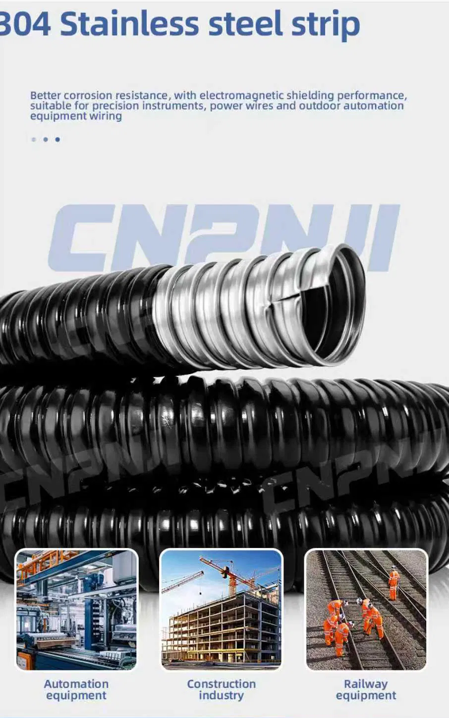PVC Cover Double Locked Liquid Tight Electrical SS304 Flexible Corrugated Metallic Conduit Tubing Pipe 1/2 3/4
