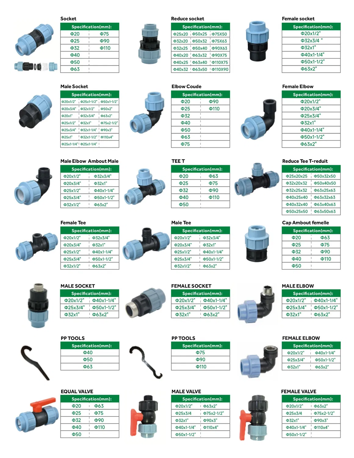Ifan PE100 Pipe Fittings 20-110mm Elbow PP HDPE Compression Fittings HDPE Pipe Fitting