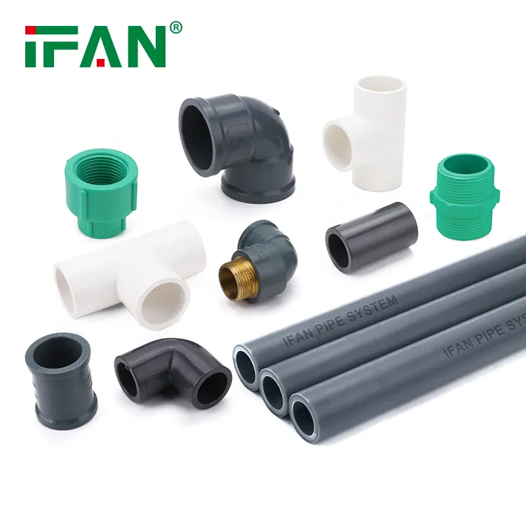 Ifan All Standard GB Pn16 PVC Pipe and Pipe Fittings 1/2''-2'' Beige White Gray Gree