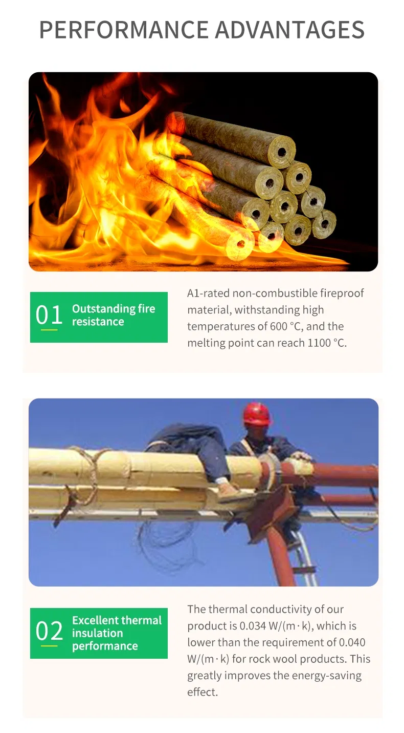 Uetersen 150kg/M³ Rockwool Pipe for Superior Fire Resistance Applications