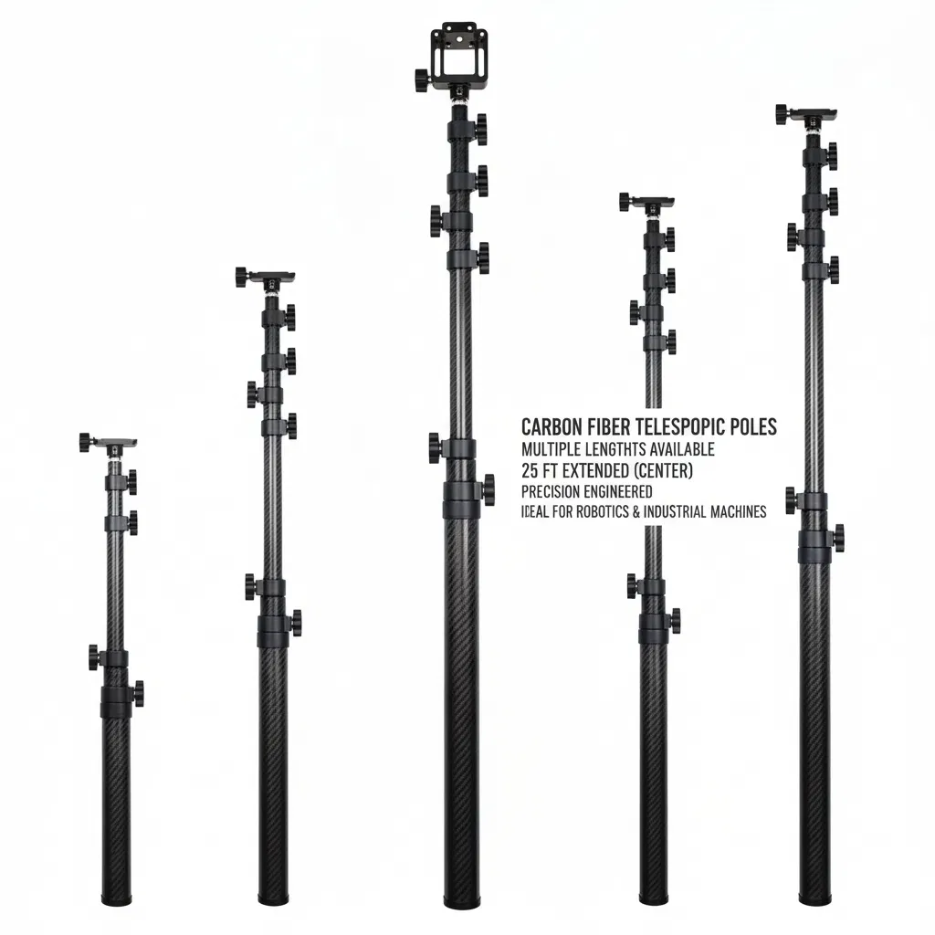 25FT Carbon Fiber Telescopic Tube Custom Design for Robotics and Machines