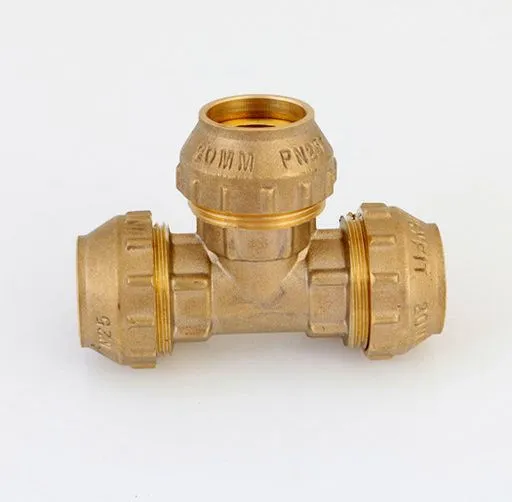 Copper Brass Compression Fittings for PE Pipe Equal Tee