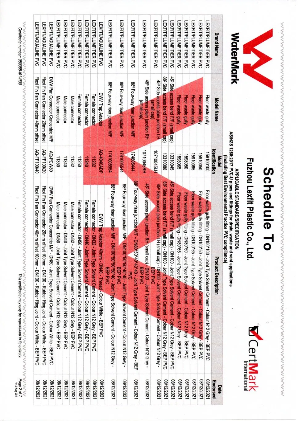 AS/NZS 1260 Dwv Drain PVC / PVC-U / UPVC Pipe DN32/40/50/65/80/100/150/175/225/250/300/315/375/400mm