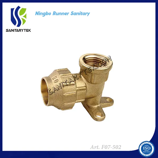 Wall Plated Elbow Female Brass Compression Fitting for PE Pipe