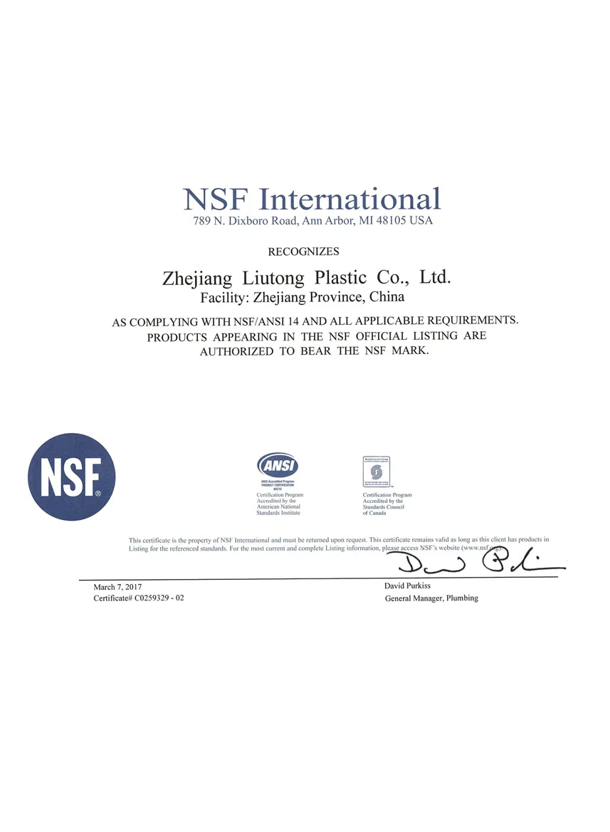 ASTM Sch40 D2466 Standard Plastic (PVC) Fitting for Supply Water with NSF Certificate