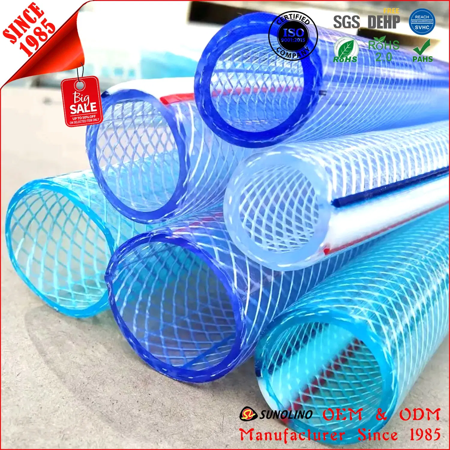 2 Inch Food Grade PVC Nylon Fiber Reinforced Pipe with Coupling Food Grade PVC Pipe