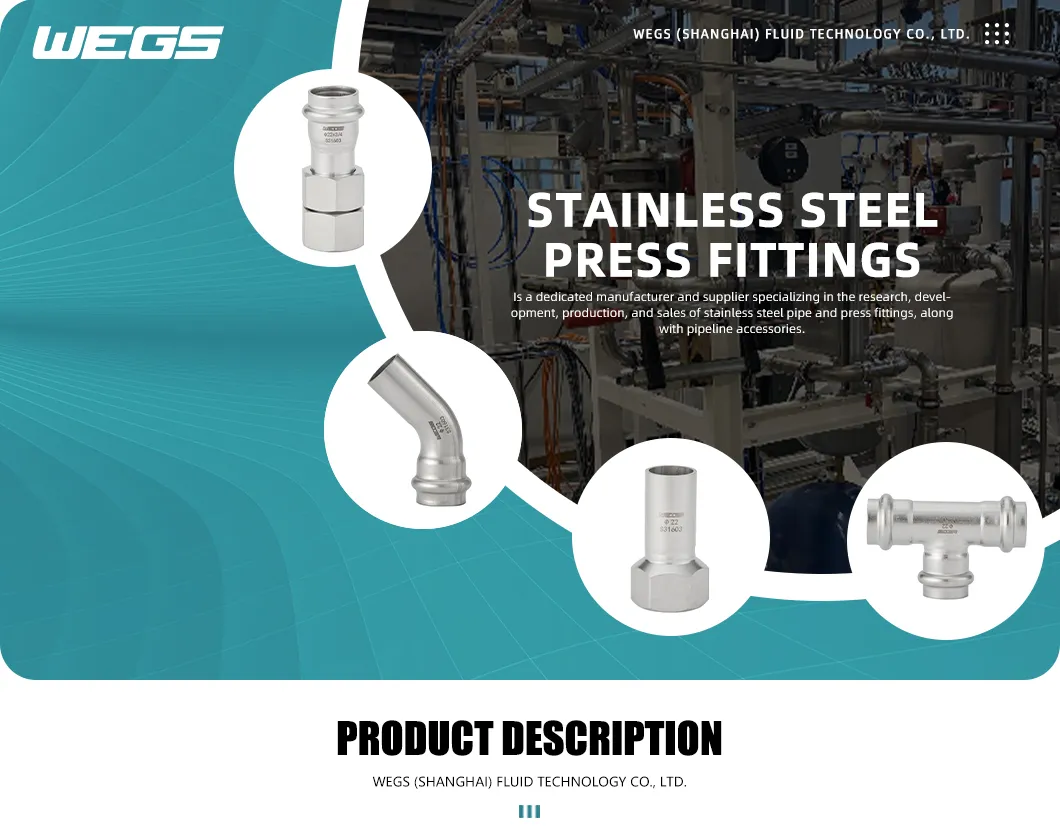 304 316L Inox Stainless Steel V Profile Press Fittings with 90° Equal Elbow Bend 90° Bend 45° Equal Elbow Reducing Elbow Water Heating and Pipe Fitting Tube