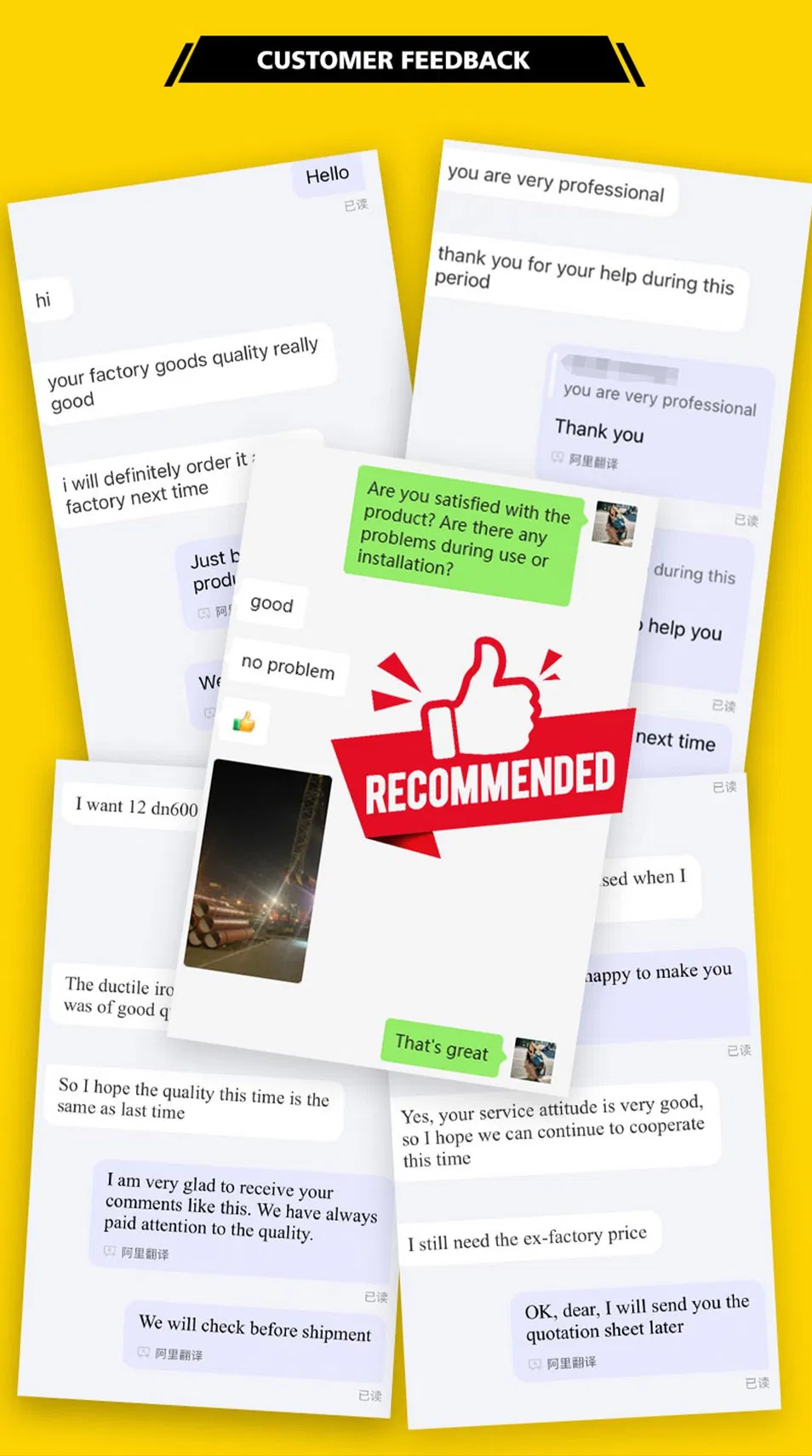 Ductile Cast Iron Water Pipe Weight Per Meter ISO2531 300mm 800mm Black Ductile Iron Pipe